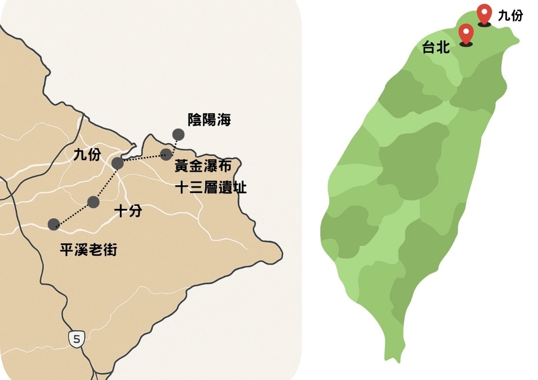 九份地图台北包车一日游
